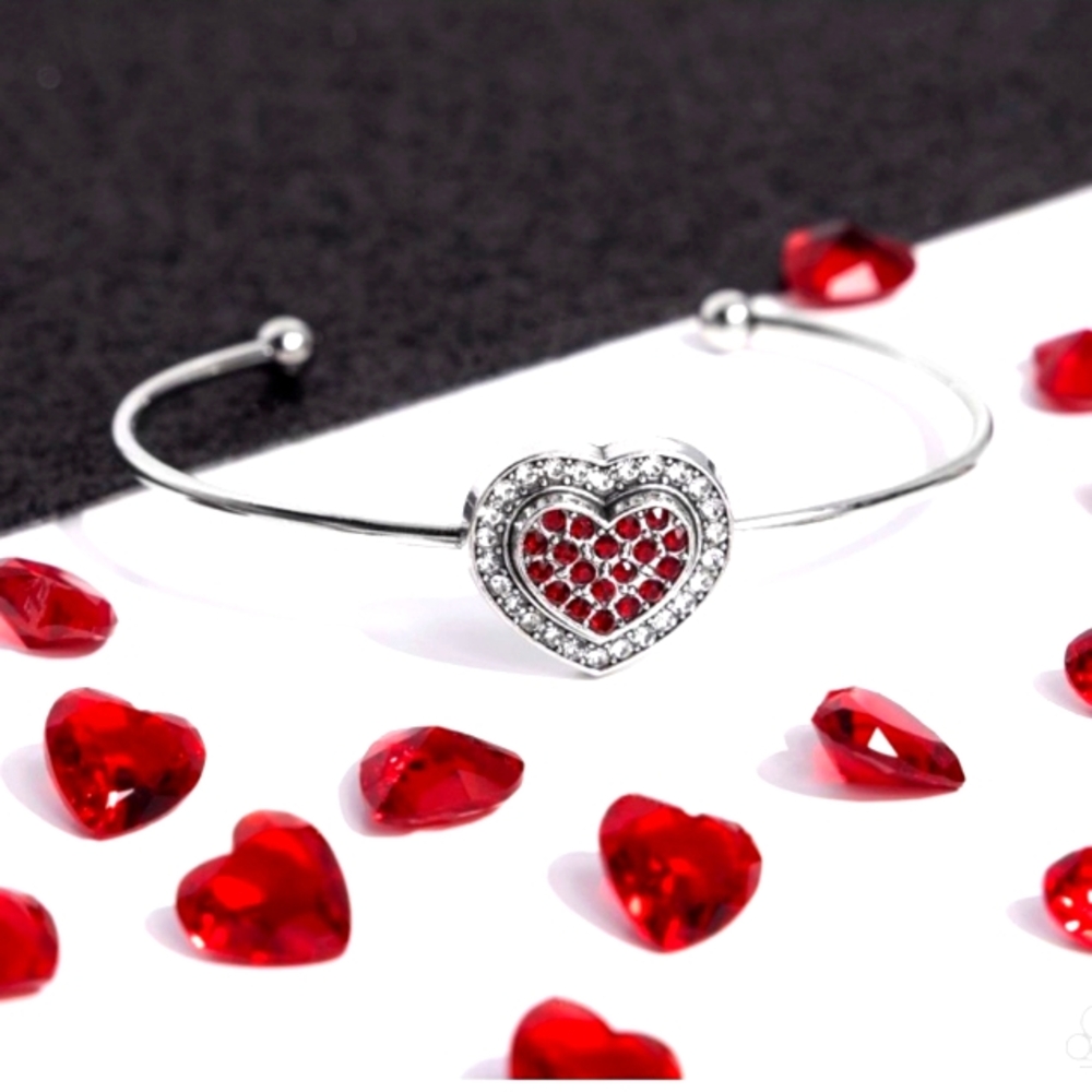 Heart bracelet Red & White Gems
